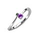 3 - Lucie 4.10 mm Bold Round Black Diamond and Amethyst 2 Stone Promise Ring 