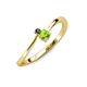 3 - Lucie 4.10 mm Bold Round Black Diamond and Peridot 2 Stone Promise Ring 