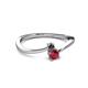2 - Lucie 4.10 mm Bold Round Black Diamond and Ruby 2 Stone Promise Ring 