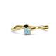 1 - Lucie 4.10 mm Bold Round Black Diamond and Aquamarine 2 Stone Promise Ring 