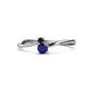 1 - Lucie 4.10 mm Bold Round Black Diamond and Blue Sapphire 2 Stone Promise Ring 