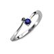 3 - Lucie 4.10 mm Bold Round Black Diamond and Blue Sapphire 2 Stone Promise Ring 
