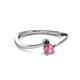 2 - Lucie 4.10 mm Bold Round Black Diamond and Pink Tourmaline 2 Stone Promise Ring 