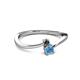 2 - Lucie 4.10 mm Bold Round Black Diamond and Blue Topaz 2 Stone Promise Ring 