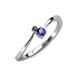 3 - Lucie 4.10 mm Bold Round Black Diamond and Iolite 2 Stone Promise Ring 