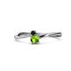 1 - Lucie 4.10 mm Bold Round Black Diamond and Peridot 2 Stone Promise Ring 