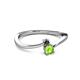 2 - Lucie 4.10 mm Bold Round Black Diamond and Peridot 2 Stone Promise Ring 