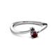 2 - Lucie 4.10 mm Bold Round Black Diamond and Red Garnet 2 Stone Promise Ring 
