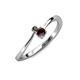 3 - Lucie 4.10 mm Bold Round Black Diamond and Red Garnet 2 Stone Promise Ring 