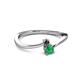 2 - Lucie 4.10 mm Bold Round Black Diamond and Emerald 2 Stone Promise Ring 