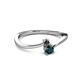 2 - Lucie 4.10 mm Bold Round Black Diamond and London Blue Topaz 2 Stone Promise Ring 