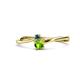 1 - Lucie 4.10 mm Bold Round Blue Diamond and Peridot 2 Stone Promise Ring 