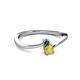 2 - Lucie 4.10 mm Bold Round Blue Diamond and Yellow Sapphire 2 Stone Promise Ring 