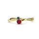 1 - Lucie 4.10 mm Bold Round Blue Diamond and Ruby 2 Stone Promise Ring 
