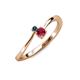 3 - Lucie 4.10 mm Bold Round Blue Diamond and Ruby 2 Stone Promise Ring 