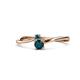 1 - Lucie 4.10 mm Bold Round Blue Diamond and London Blue Topaz 2 Stone Promise Ring 