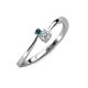 3 - Lucie 4.10 mm Bold Round Blue Diamond and Lab Grown White Diamond 2 Stone Promise Ring 