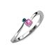 3 - Lucie 4.10 mm Bold Round Blue Diamond and Pink Sapphire 2 Stone Promise Ring 