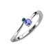 3 - Lucie 4.10 mm Bold Round Blue Diamond and Tanzanite 2 Stone Promise Ring 