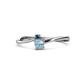 1 - Lucie 4.10 mm Bold Round Blue Diamond and Aquamarine 2 Stone Promise Ring 