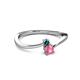 2 - Lucie 4.10 mm Bold Round Blue Diamond and Pink Tourmaline 2 Stone Promise Ring 