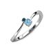 3 - Lucie 4.10 mm Bold Round Blue Diamond and Blue Topaz 2 Stone Promise Ring 