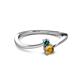 2 - Lucie 4.10 mm Bold Round Blue Diamond and Citrine 2 Stone Promise Ring 