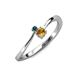 3 - Lucie 4.10 mm Bold Round Blue Diamond and Citrine 2 Stone Promise Ring 