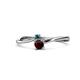 1 - Lucie 4.10 mm Bold Round Blue Diamond and Red Garnet 2 Stone Promise Ring 