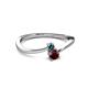 2 - Lucie 4.10 mm Bold Round Blue Diamond and Red Garnet 2 Stone Promise Ring 
