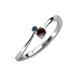 3 - Lucie 4.10 mm Bold Round Blue Diamond and Red Garnet 2 Stone Promise Ring 