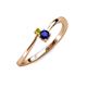3 - Lucie 4.10 mm Bold Round Yellow Diamond and Blue Sapphire 2 Stone Promise Ring 
