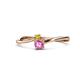 1 - Lucie 4.10 mm Bold Round Yellow Diamond and Pink Sapphire 2 Stone Promise Ring 