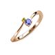 3 - Lucie 4.10 mm Bold Round Yellow Diamond and Tanzanite 2 Stone Promise Ring 