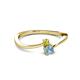 2 - Lucie 4.10 mm Bold Round Yellow Diamond and Aquamarine 2 Stone Promise Ring 