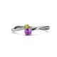 1 - Lucie 4.10 mm Bold Round Yellow Diamond and Amethyst 2 Stone Promise Ring 
