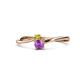 1 - Lucie 4.10 mm Bold Round Yellow Diamond and Amethyst 2 Stone Promise Ring 