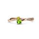 1 - Lucie 4.10 mm Bold Round Yellow Diamond and Peridot 2 Stone Promise Ring 