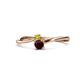 1 - Lucie 4.10 mm Bold Round Yellow Diamond and Red Garnet 2 Stone Promise Ring 