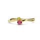 1 - Lucie 4.10 mm Bold Round Yellow Diamond and Rhodolite Garnet 2 Stone Promise Ring 
