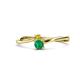 1 - Lucie 4.10 mm Bold Round Yellow Diamond and Emerald 2 Stone Promise Ring 