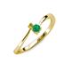 3 - Lucie 4.10 mm Bold Round Yellow Diamond and Emerald 2 Stone Promise Ring 