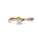 1 - Lucie 4.10 mm Bold Round Yellow Diamond and White Sapphire 2 Stone Promise Ring 
