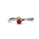 1 - Lucie 4.10 mm Bold Round Yellow Diamond and Ruby 2 Stone Promise Ring 