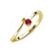 3 - Lucie 4.10 mm Bold Round Yellow Diamond and Ruby 2 Stone Promise Ring 