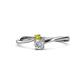 1 - Lucie 4.10 mm Bold Round Yellow Diamond and Lab Grown White Diamond 2 Stone Promise Ring 