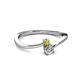2 - Lucie 4.10 mm Bold Round Yellow Diamond and Lab Grown White Diamond 2 Stone Promise Ring 