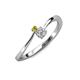 3 - Lucie 4.10 mm Bold Round Yellow Diamond and Lab Grown White Diamond 2 Stone Promise Ring 
