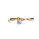 1 - Lucie 4.10 mm Bold Round Yellow Diamond and Lab Grown White Diamond 2 Stone Promise Ring 