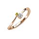 3 - Lucie 4.10 mm Bold Round Yellow Diamond and Lab Grown White Diamond 2 Stone Promise Ring 
